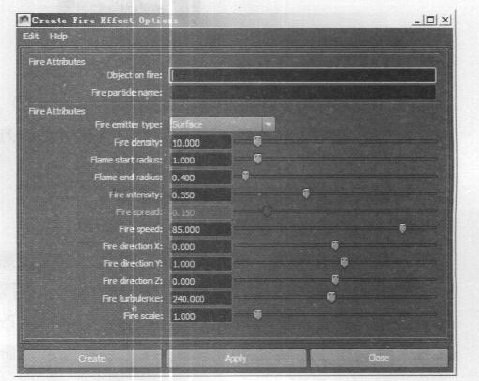 Maya特效菜单创建火焰指令详解教程