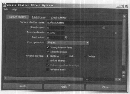 Maya特效菜单创建破碎(Create Shatter)指令详解教程