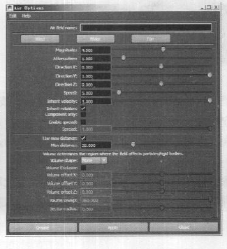 Maya中场(Fields)菜单空气力场(Air)指令详解教程