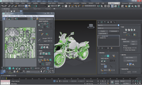 次世代游戏载具摩托车的制作流程（三）分光滑组和展UV技巧
