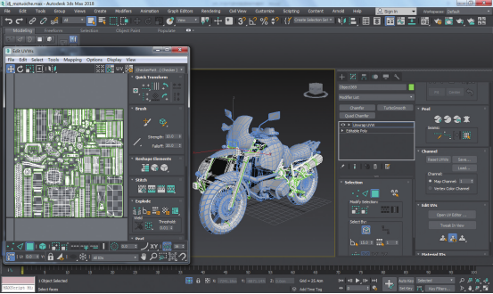 次世代游戏载具摩托车的制作流程（三）分光滑组和展UV技巧