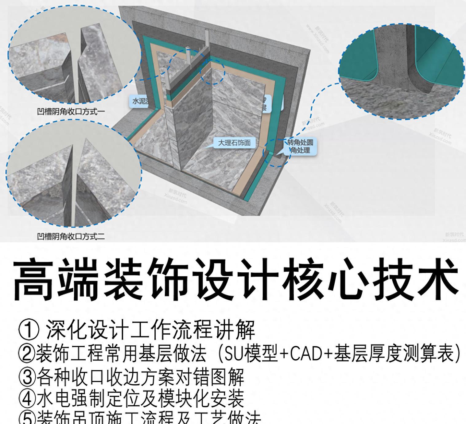 【2019最新设计公司核心技术】深化设计工作流程+做法工艺+收口