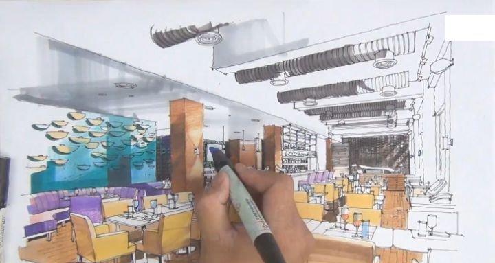完整效果图表现（工装餐厅）