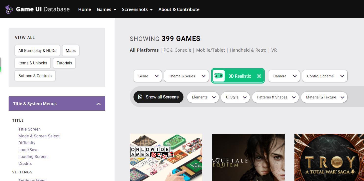 Game UI Database