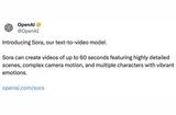 OpenAI发布全新视频生成模型Sora：可一口气生成60秒视频