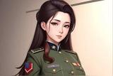 用AI加工生成，漫图女军官系列