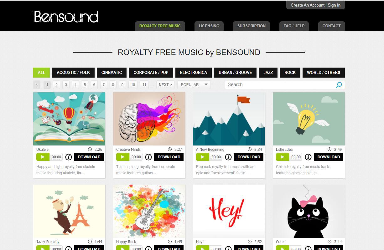 Bensound音乐素材